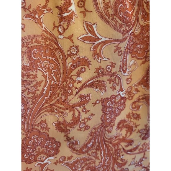 Express Chiffon Long Sleeve Romper Peach Paisley Lined Sz M - Picture 4 of 8